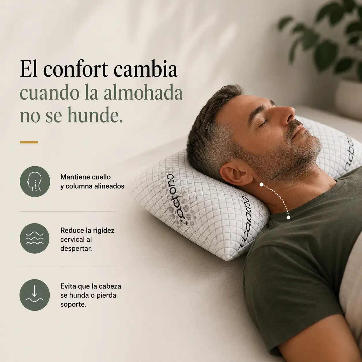 Almohada 75 cm. Carbon + Bolsa de Viaje