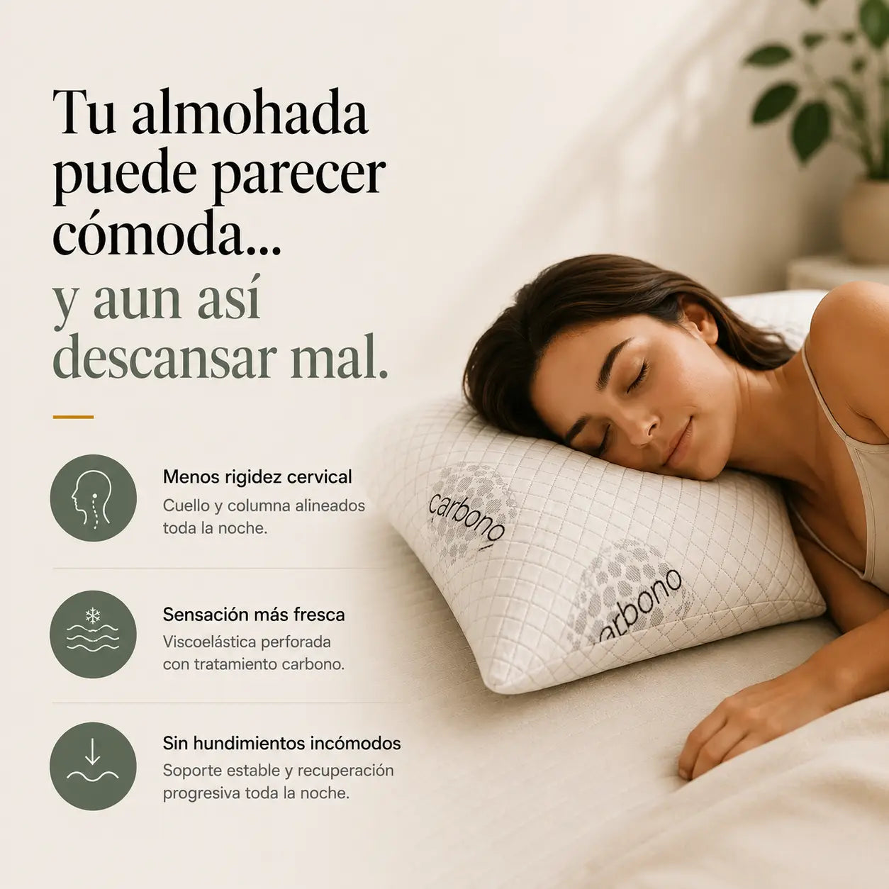 Almohada 75 cm. Carbon + Bolsa de Viaje
